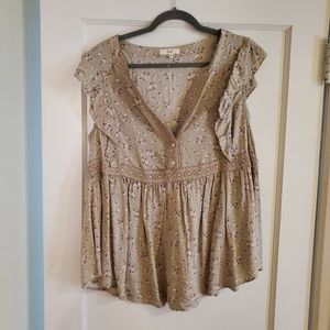 Ruffle sleeve floral blouse